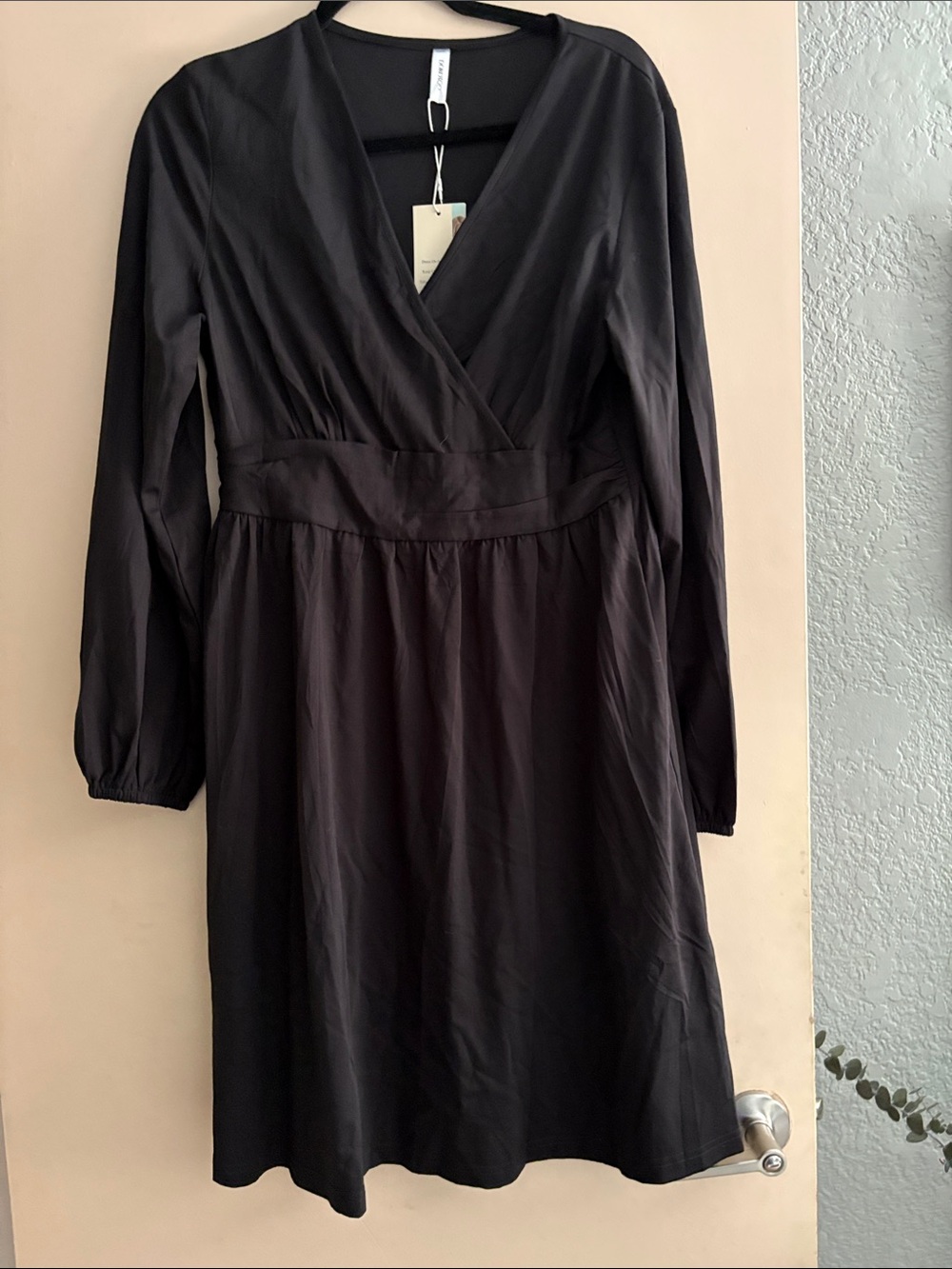 Classic Black Long-Sleeve Wrap Dress